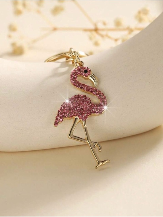 unbranded Jewelry - Gold Flamingo Bag Charm with Pink Crystal Accent